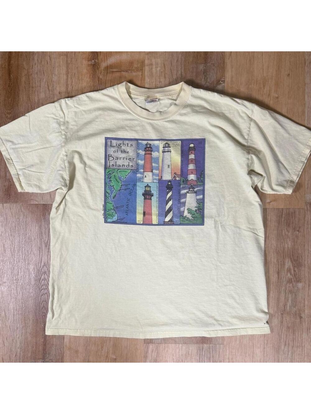 90s Lights of the Barrier Islands Lighthouse Graphic T-Shirt – Size XL